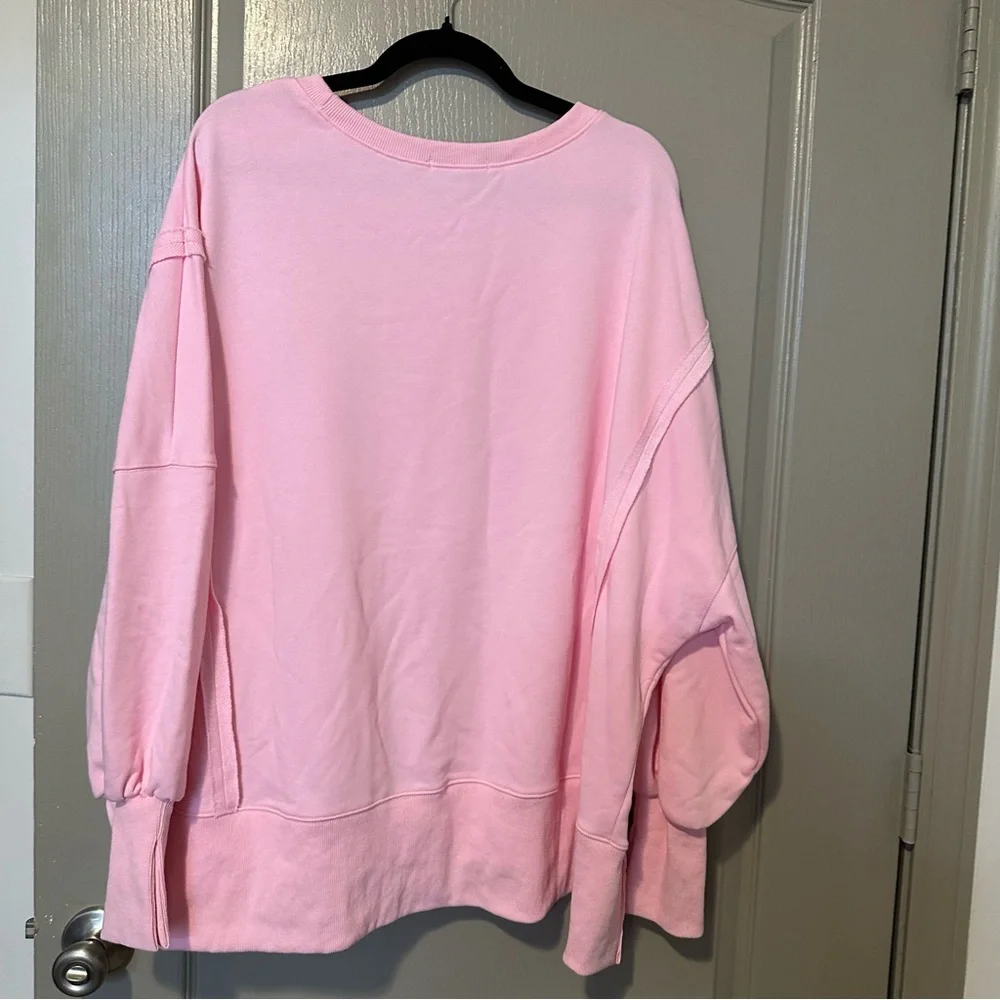 Pink Oversized Sweatshirt Trendy Queen XL BarbieCore Fall Cozy Lounge Streetwear - Picture 3 of 3